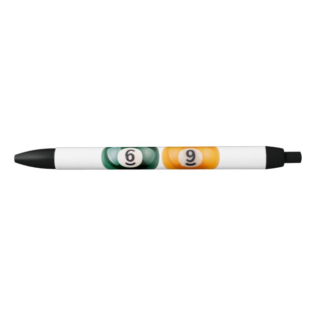 SlipperyJoe's 69 hard pool table two billiard ball Black Ink Pen (Front)