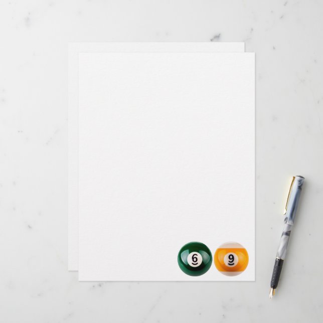 SlipperyJoe's 69 hard pool table two billiard ball Custom Letterhead (Front/Back In Situ)