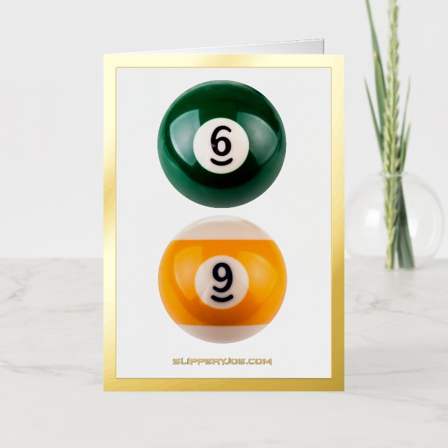 SlipperyJoe's 69 hard pool table two billiard ball Foil Greeting Card (Front)