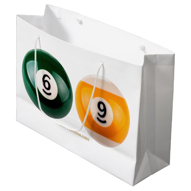SlipperyJoe's 69 hard pool table two billiard ball Large Gift Bag (Front Angled)