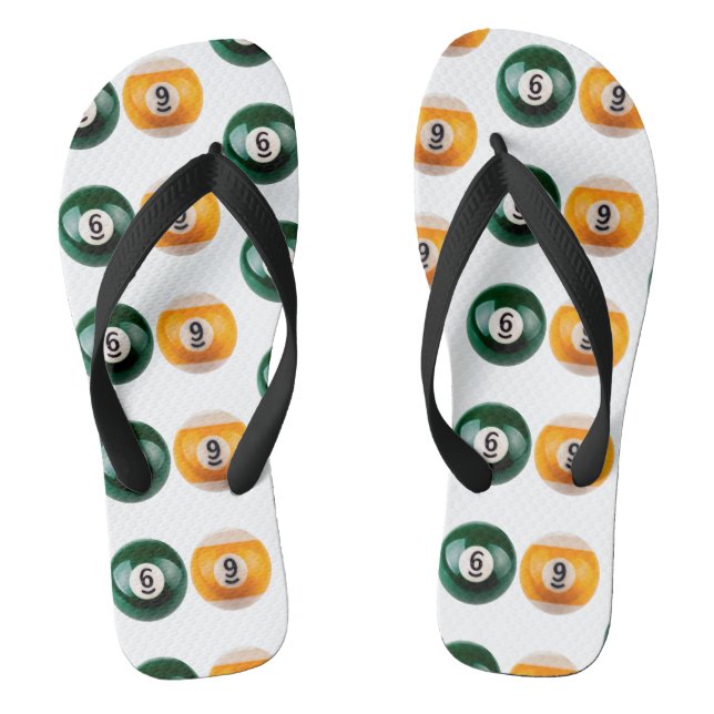SlipperyJoe's 69 hard pool table two billiard ball Thongs (Footbed)