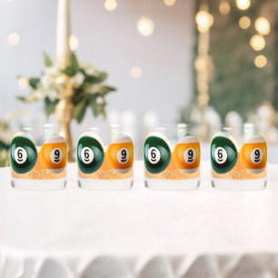 SlipperyJoe's 69 hard pool table two billiard ball Whiskey Glass