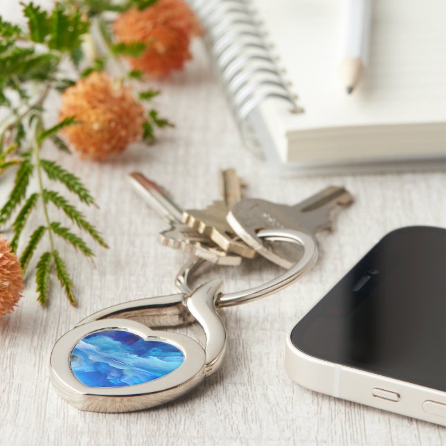 SlipperyJoe's abstract cloud artwork colourful sur Key Ring (Side)