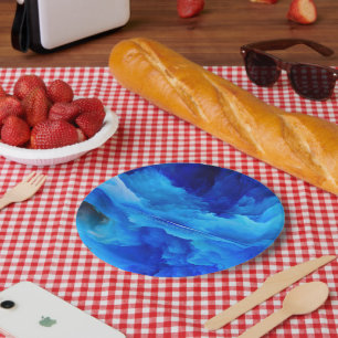 SlipperyJoe's abstract cloud artwork colourful sur Paper Plate