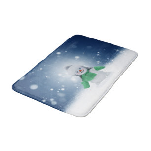 SlipperyJoe's adorable Christmas snowman character Bath Mat
