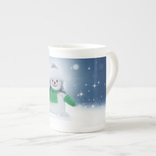 SlipperyJoe's adorable Christmas snowman character Bone China Mug
