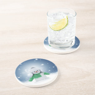 SlipperyJoe's adorable Christmas snowman character Coaster