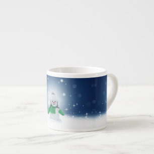 SlipperyJoe's adorable Christmas snowman character Espresso Cup