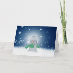 SlipperyJoe's adorable Christmas snowman character Foil Holiday Card