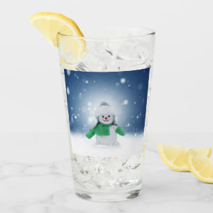 SlipperyJoe's adorable Christmas snowman character Glass