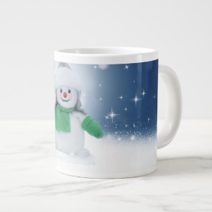 SlipperyJoe's adorable Christmas snowman character Large Coffee Mug
