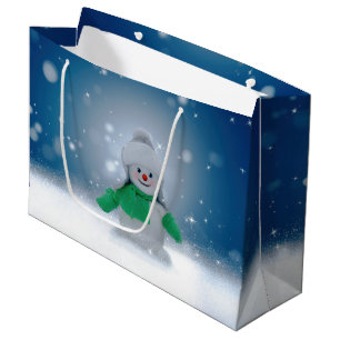 SlipperyJoe's adorable Christmas snowman character Large Gift Bag