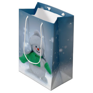 SlipperyJoe's adorable Christmas snowman character Medium Gift Bag