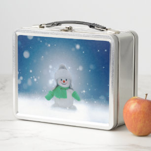SlipperyJoe's adorable Christmas snowman character Metal Lunch Box