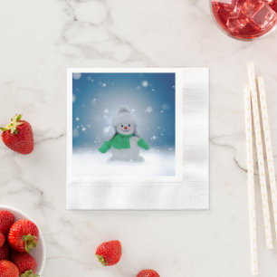 SlipperyJoe's adorable Christmas snowman character Napkin