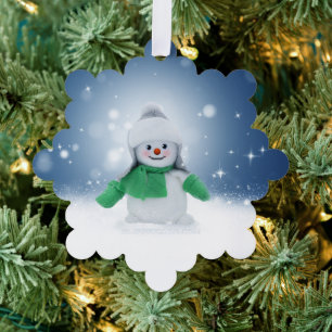 SlipperyJoe's adorable Christmas snowman character Tree Decoration Card