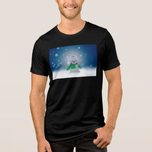 SlipperyJoe's adorable Christmas snowman character Tri-Blend Shirt