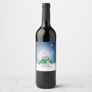 SlipperyJoe's adorable Christmas snowman character Wine Label