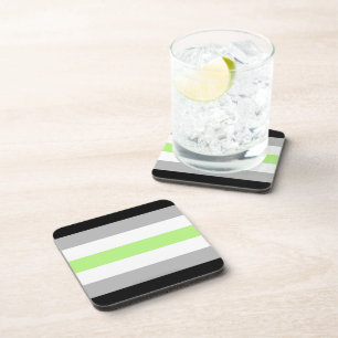 SlipperyJoe's Agender Pride Flag gay gifts LGBTQIA Coaster