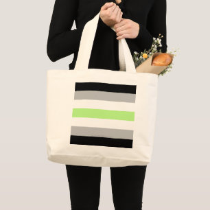 SlipperyJoe's Agender Pride Flag gay gifts LGBTQIA Large Tote Bag