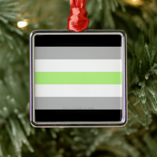 SlipperyJoe's Agender Pride Flag gay gifts LGBTQIA Metal Ornament