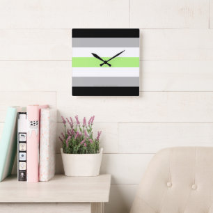 SlipperyJoe's Agender Pride Flag gay gifts LGBTQIA Square Wall Clock