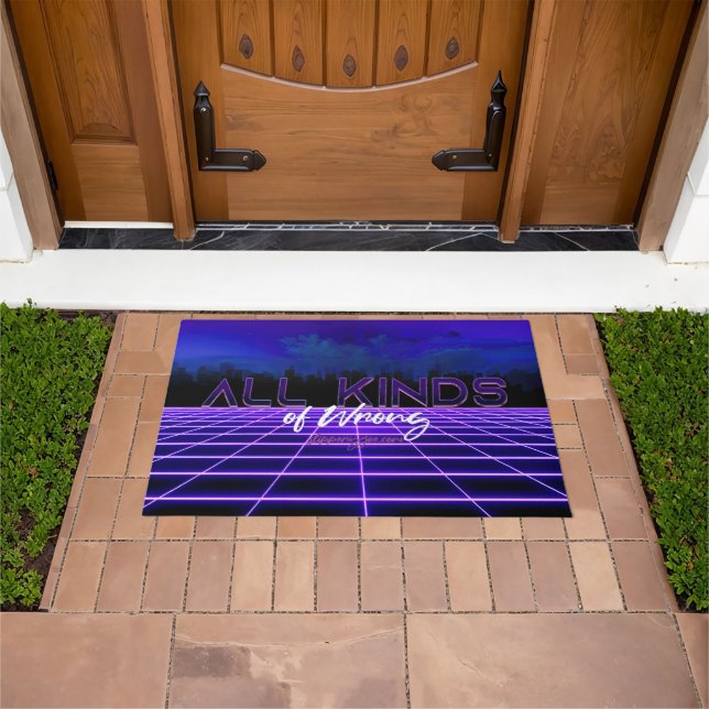 SlipperyJoe's all kinds wrong bold 3D text retro 1 Doormat (Outdoor)