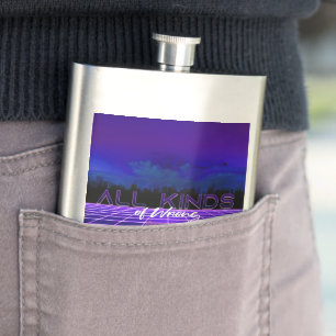 SlipperyJoe's all kinds wrong bold 3D text retro 1 Hip Flask
