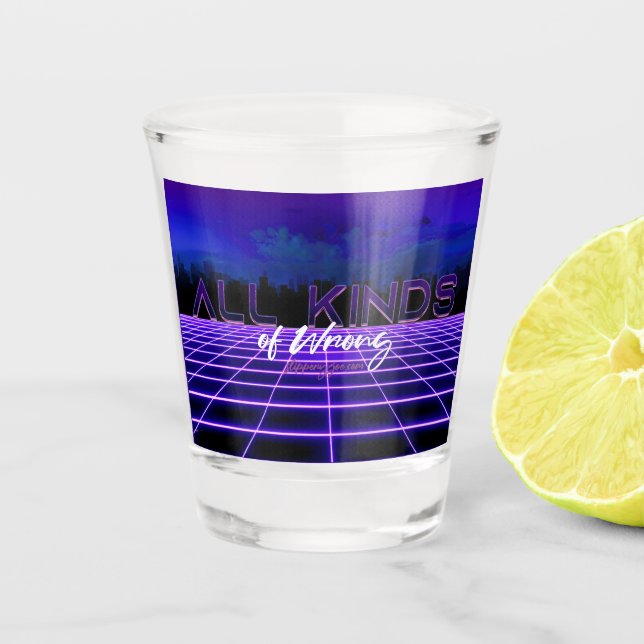 SlipperyJoe's all kinds wrong bold 3D text retro 1 Shot Glass (Front)