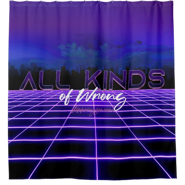 SlipperyJoe's all kinds wrong bold 3D text retro 1 Shower Curtain (Front)