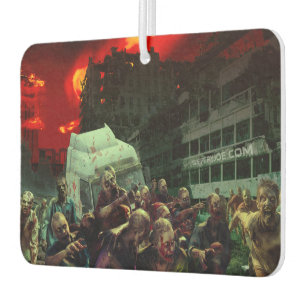 SlipperyJoe's apocalyptic Halloween scene large gr Car Air Freshener