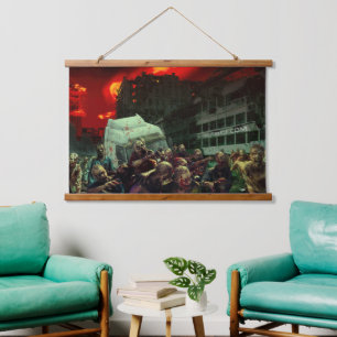 SlipperyJoe's apocalyptic Halloween scene large gr Hanging Tapestry