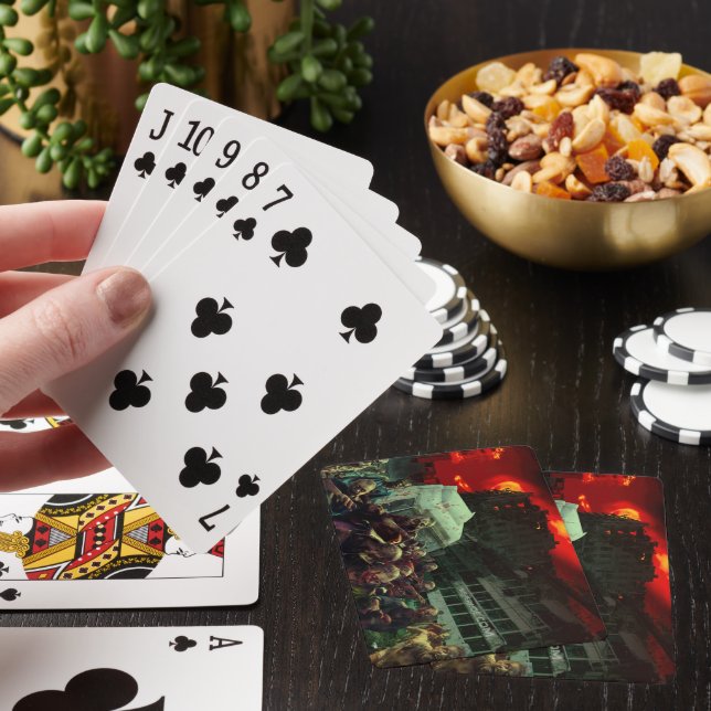 SlipperyJoe's apocalyptic Halloween scene large gr Playing Cards (In Situ)