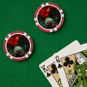 SlipperyJoe's apocalyptic Halloween scene large gr Poker Chips