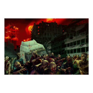 SlipperyJoe's apocalyptic Halloween scene large gr Poster