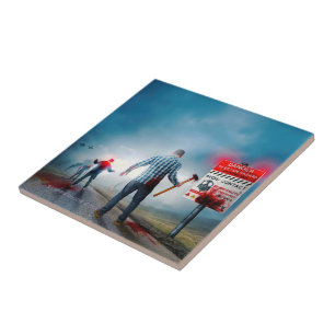 SlipperyJoe's apocalyptic infection hazard Hallowe Ceramic Tile