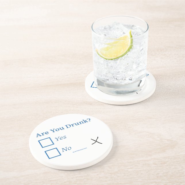 SlipperyJoe's Are You Drunk artistic check boxes g Coaster (Side)