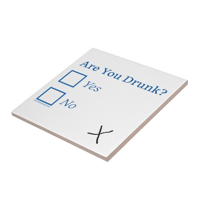 SlipperyJoe's Are You Drunk hammered check boxes c Ceramic Tile (Side)