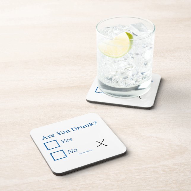 SlipperyJoe's Are You Drunk hammered check boxes c Coaster (Right Side)