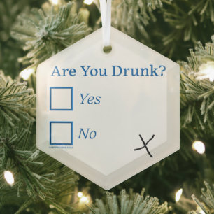 SlipperyJoe's Are You Drunk hammered check boxes c Glass Tree Decoration