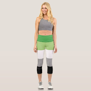 SlipperyJoe's Aromantic Pride Flag gay gifts LGBTQ Capri Leggings