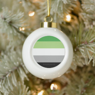 SlipperyJoe's Aromantic Pride Flag gay gifts LGBTQ Ceramic Ball Christmas Ornament