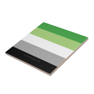 SlipperyJoe's Aromantic Pride Flag gay gifts LGBTQ Ceramic Tile