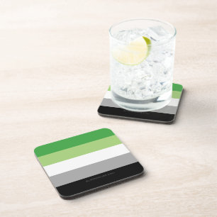 SlipperyJoe's Aromantic Pride Flag gay gifts LGBTQ Coaster