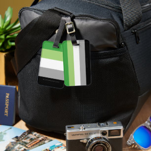 SlipperyJoe's Aromantic Pride Flag gay gifts LGBTQ Luggage Tag