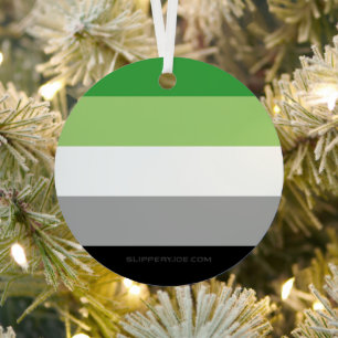 SlipperyJoe's Aromantic Pride Flag gay gifts LGBTQ Metal Tree Decoration