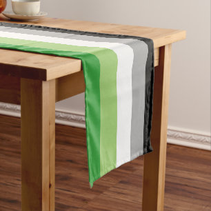 SlipperyJoe's Aromantic Pride Flag gay gifts LGBTQ Short Table Runner