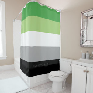 SlipperyJoe's Aromantic Pride Flag gay gifts LGBTQ Shower Curtain