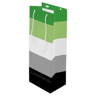 SlipperyJoe's Aromantic Pride Flag gay gifts LGBTQ Wine Gift Bag