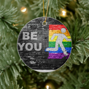 SlipperyJoe's artistic Be You gay pride gifts LGBT Ceramic Ornament